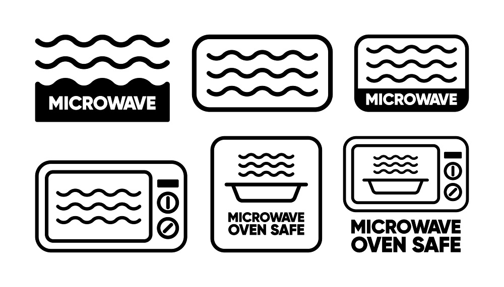 Symboly na nádobí vhodném do mikrovlnky.