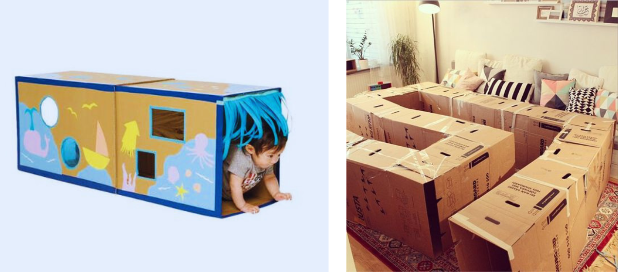 tunely z kartonovych krabic